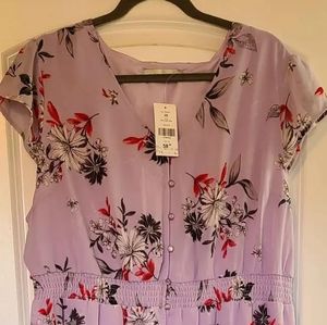 Suzy Shier high-low chiffon purple floral dress, 2x